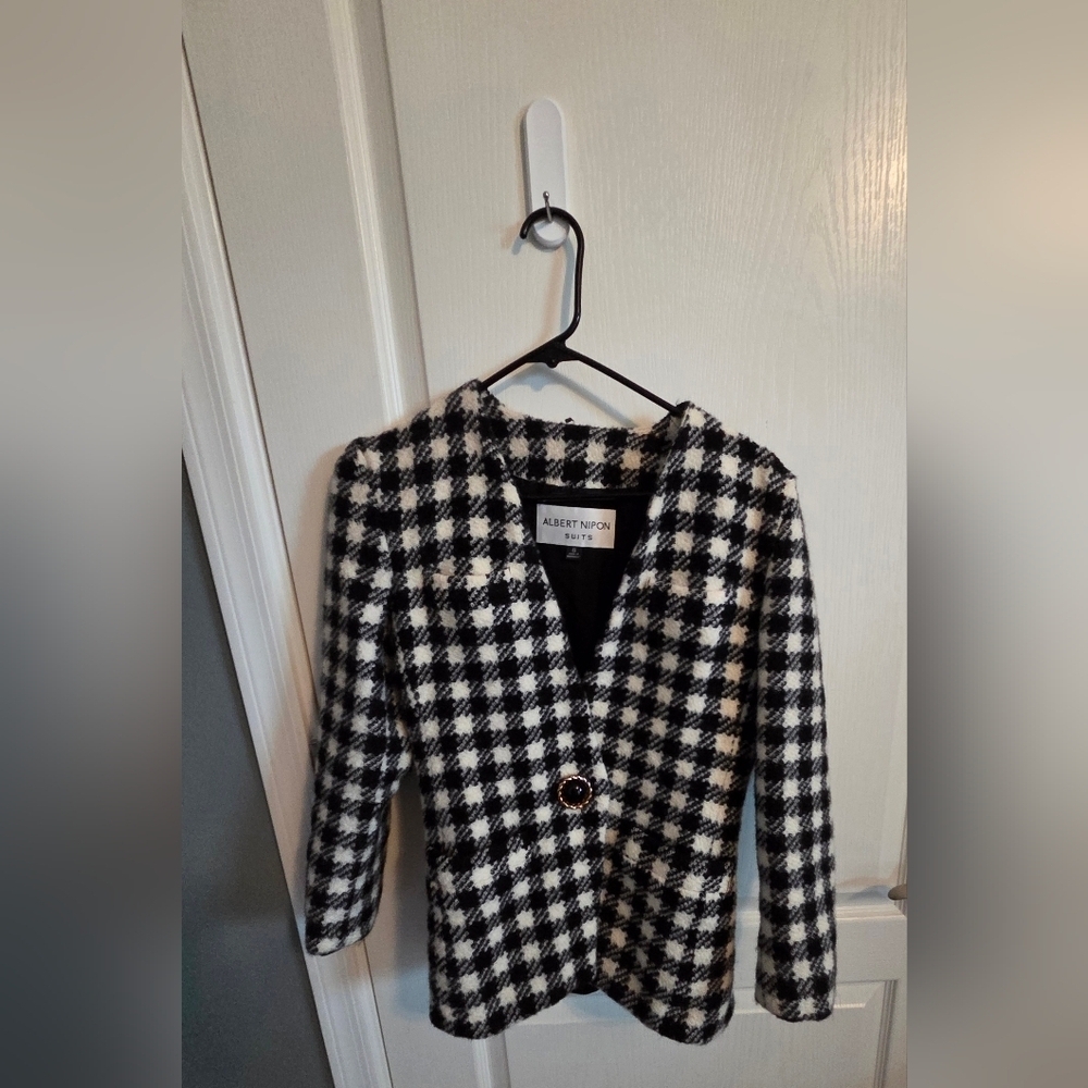Albert Nipon Black and White Checkered Blazer